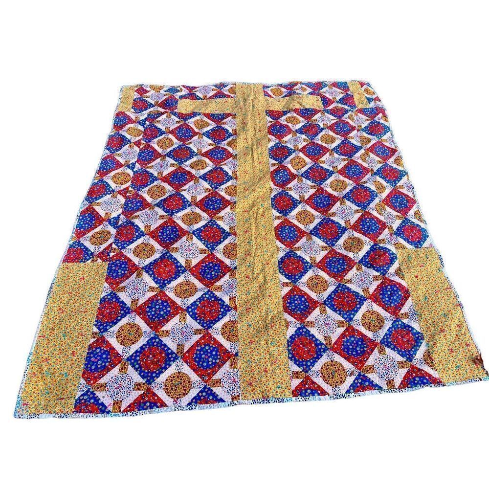Vintage Handmade Cross Quilt Queen Size